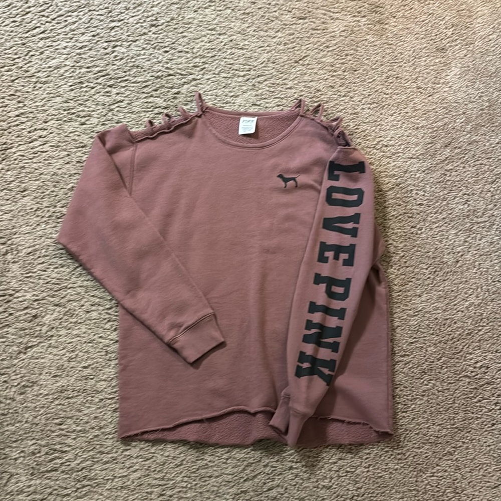 Pink brand sweatshirt.